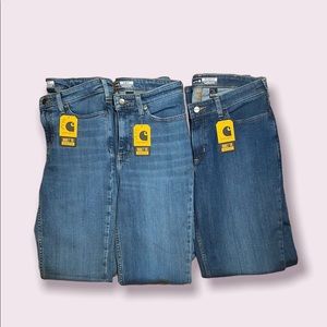 Lot of 3 Carhartt BD5 Relaxed And Slim Fit Blue Denim Jeans Womens Sz 6 30x30